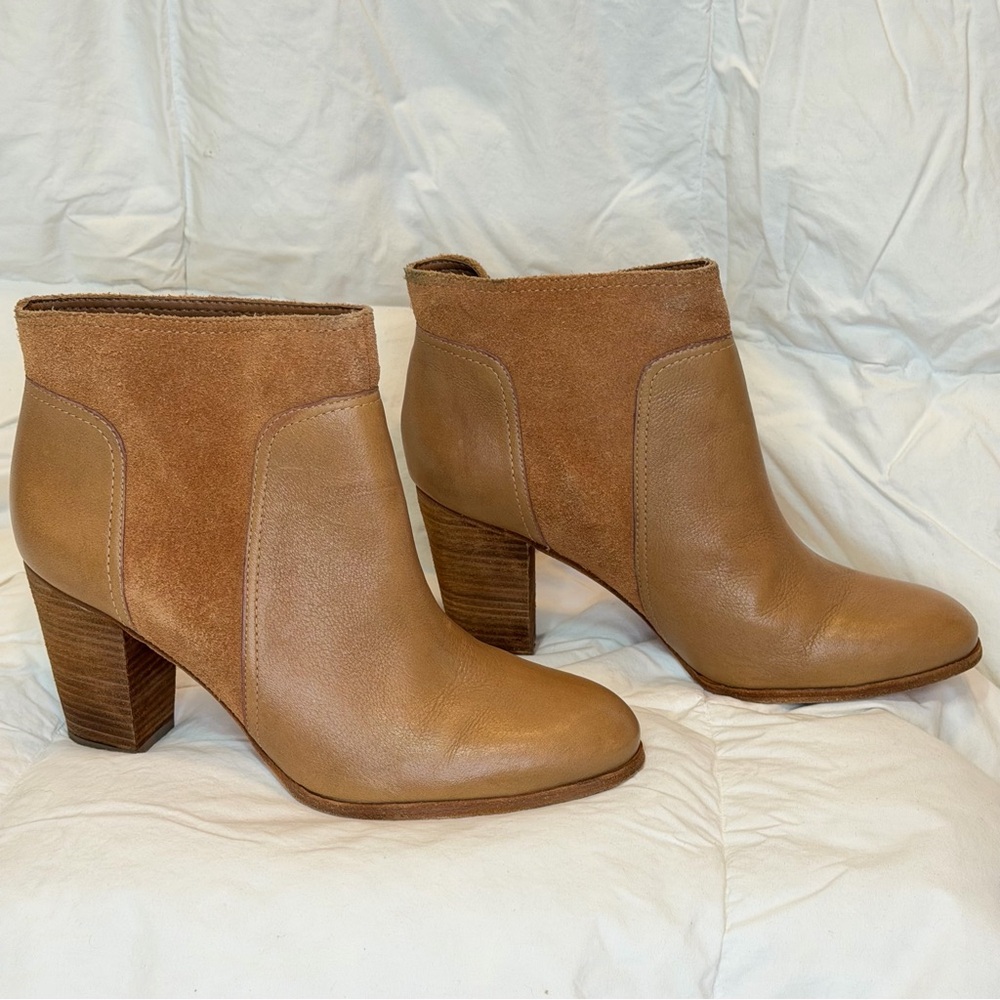 Kate Spade NY Women's Camel/Tan Slip-On Leather & Suede Ankle Boots - Size 9 1/2
